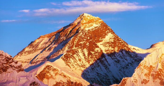 View of Mount Everest from a distance.