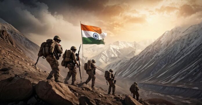 Indian soldiers during Kargil Vijay Diwas celebration